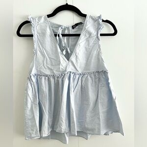 Zara V-Neck Sleeveless Ruffle Top